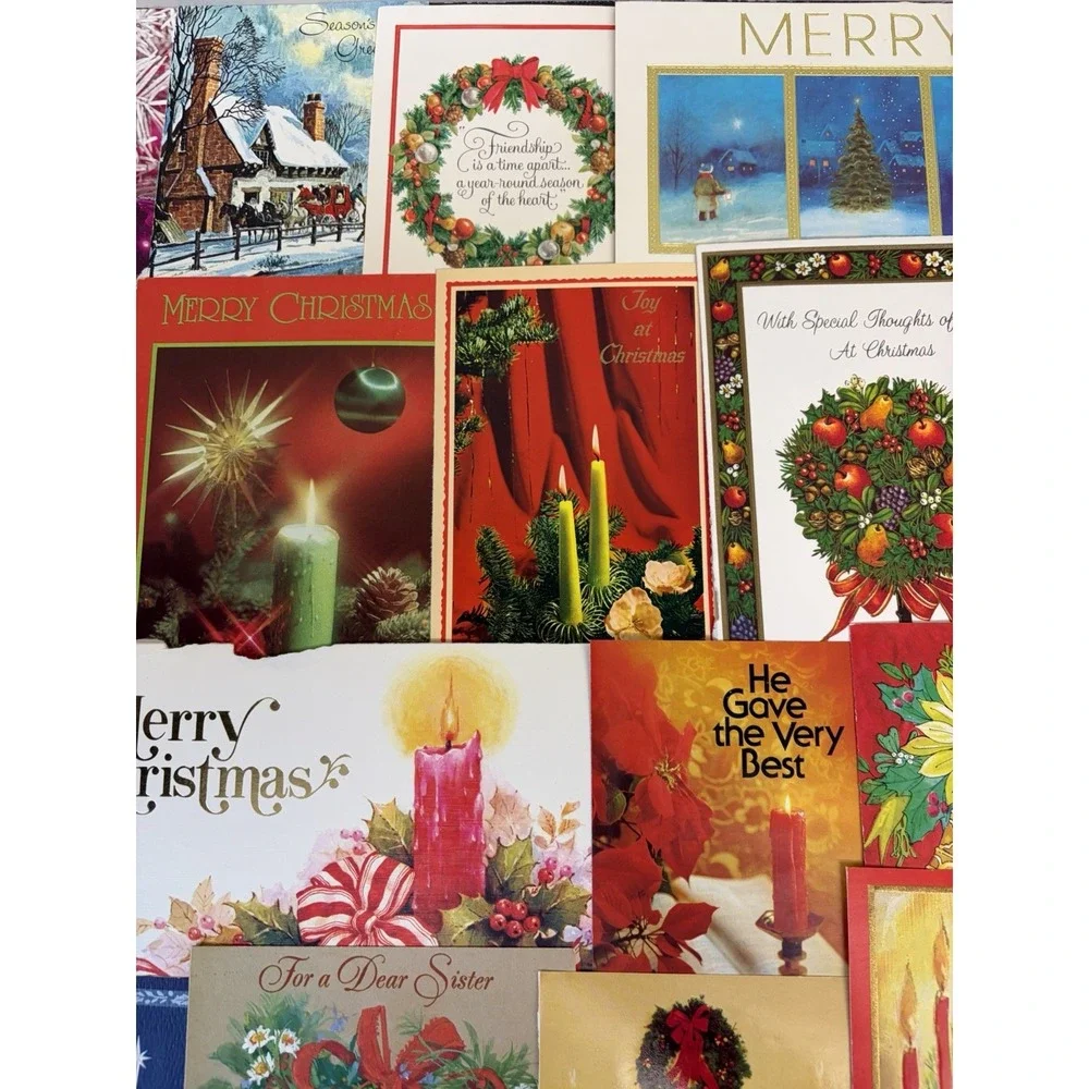 Vintage Christmas Cards Fronts ONLY Traditional Scrapbooking Decoupage Lot 50+
